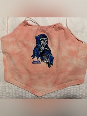 Broken Promises Peach Tie-Dye Crop Halter Top
